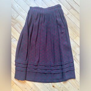 Vintage Albert Nipon Burgundy Paisley Pleated Skirt